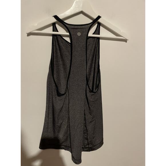 Lululemon Time to Sweat Tank Top My Race My Pace Heathered Gray Black Womens - Picture 6 of 6